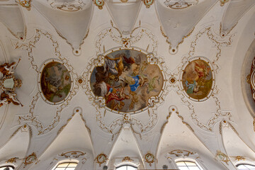 Ceiling of a baroque church in Sicily, Italy