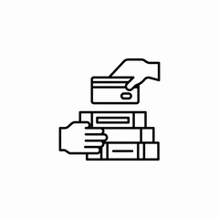 purchase books credit card icon sign vector