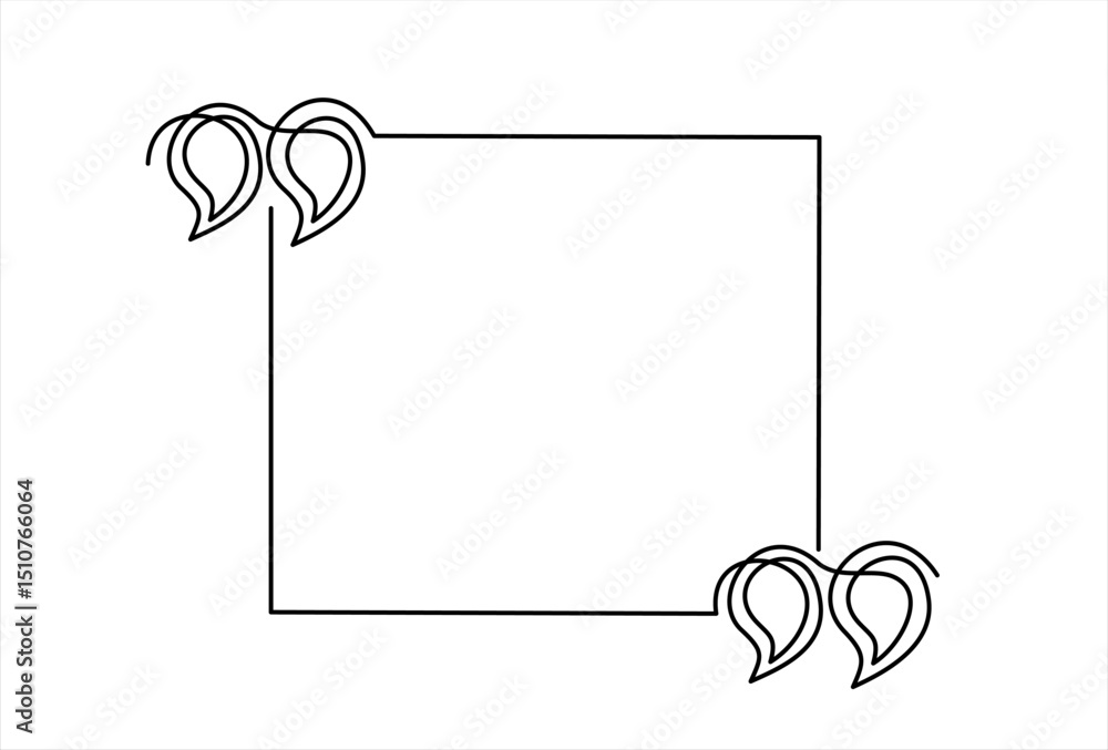 Poster single continuous line drawing of a quote mark. one continuous line of a quote mark drawing. vector 