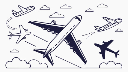 airplane icons set isolated