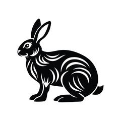 Obraz premium Silhouette of rabbit isolated on white background 
