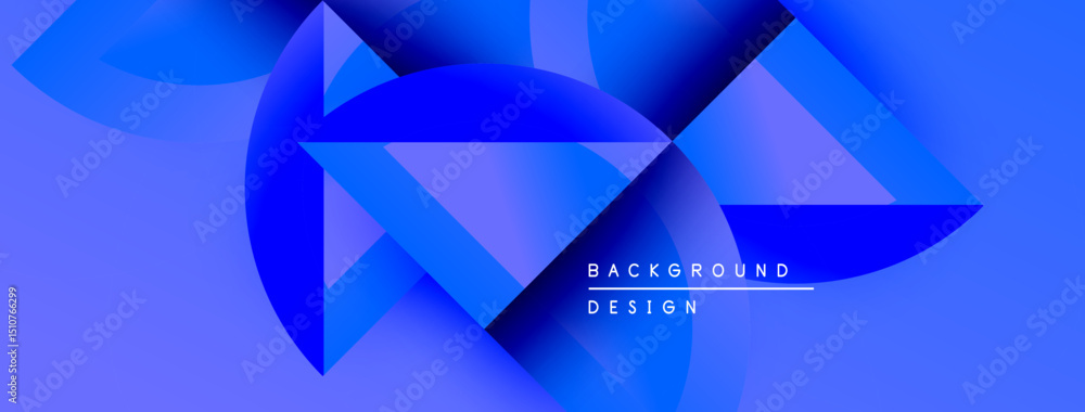 Poster Abstract blue shapes create dynamic composition. Gradient colors suggest depth, modern design elements present sleek visual experience.