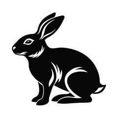 Obraz premium Silhouette of rabbit isolated on white background 