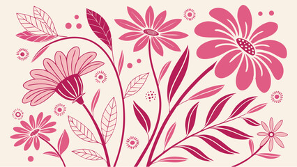 seamless pattern with pink flowers