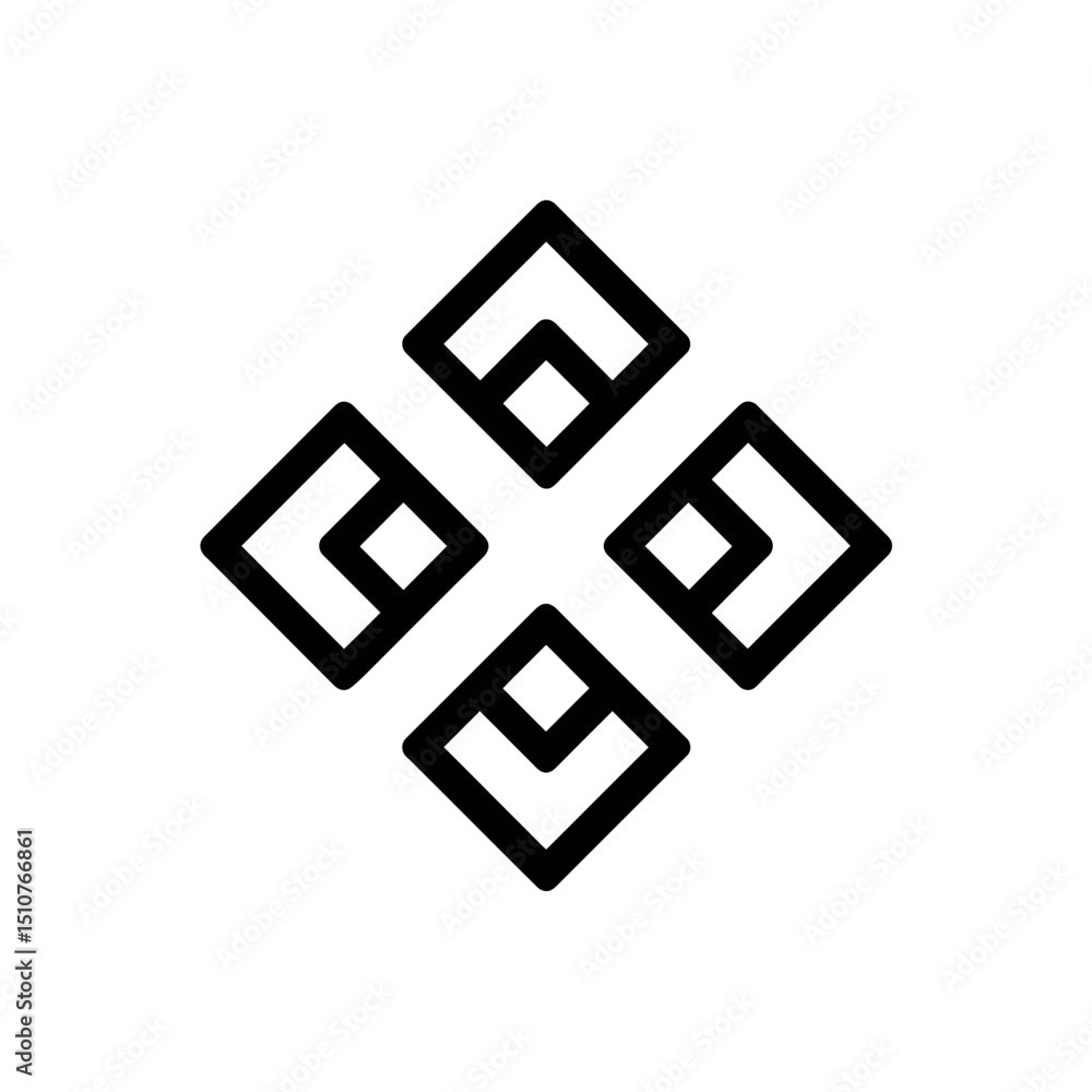 Poster abstract squares align geometrically on white background outline style