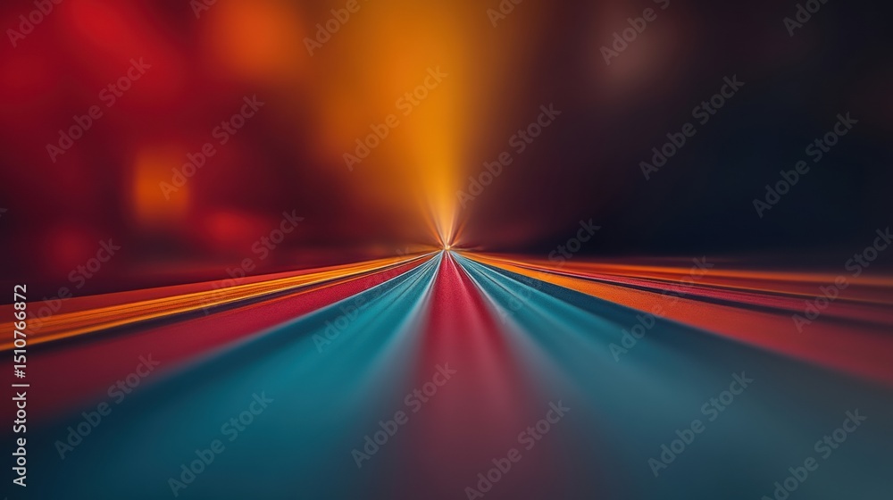 Poster vibrant light trails create a dynamic pathway in colorful abstract motion