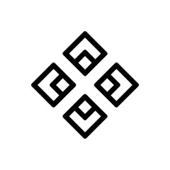 Abstract squares align geometrically on white background outline style