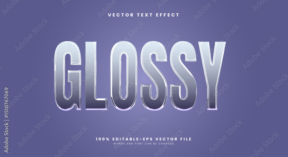 Poster glossy 3d editable text effect template suitable for chrome text style
