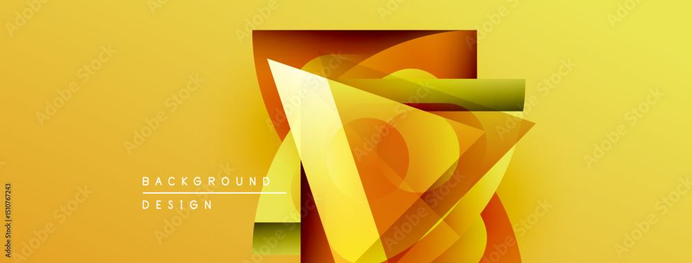 Poster abstract yellow design features geometric shapes, gradients, layers. modern background with text ele