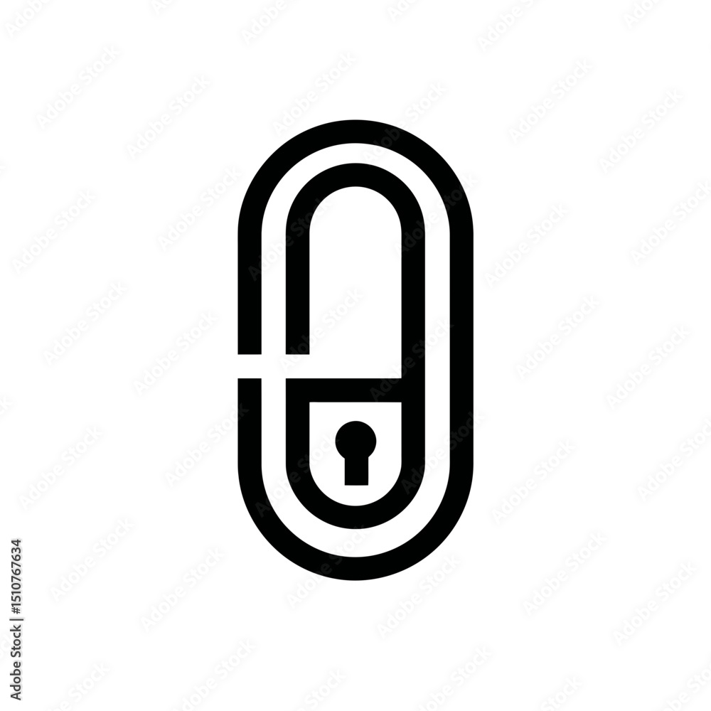 Poster lock icon presents security feature inside minimalist design isolated white