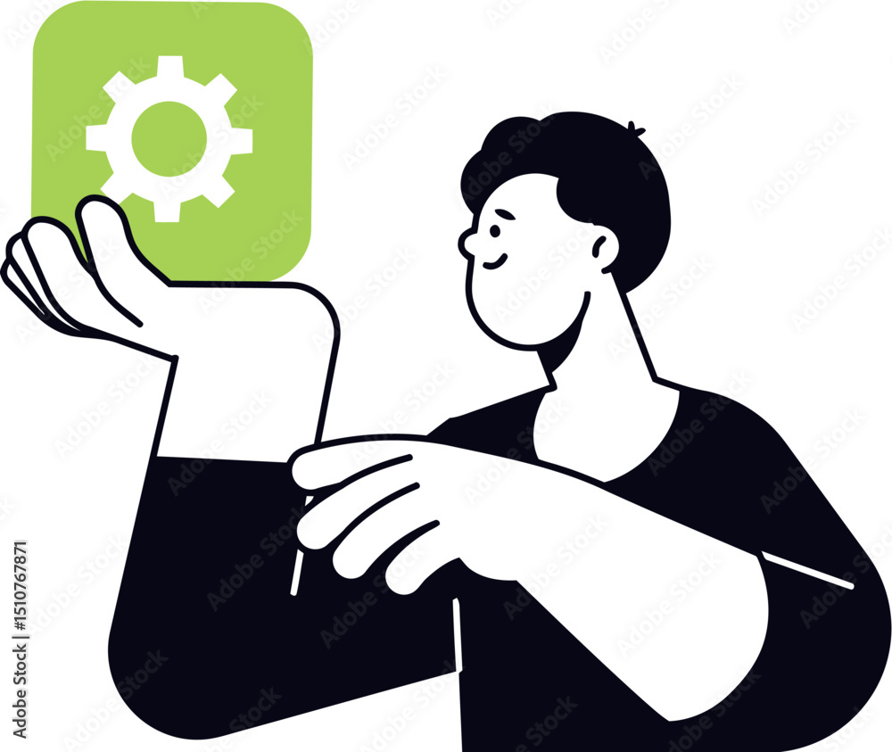Poster settings app development concept illustration for mobile and web ui design and ux design project vec