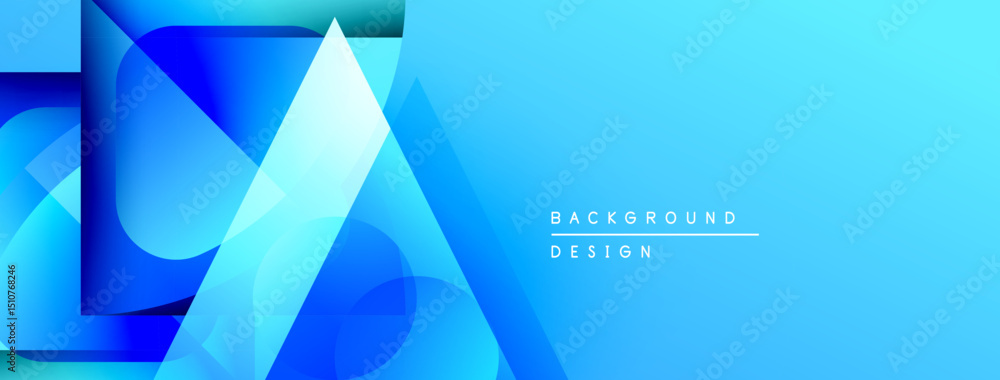 Poster Abstract blue shapes overlap, creating dynamic gradient effect. Modern design suitable for banners, presentations. Clean, vibrant visuals.