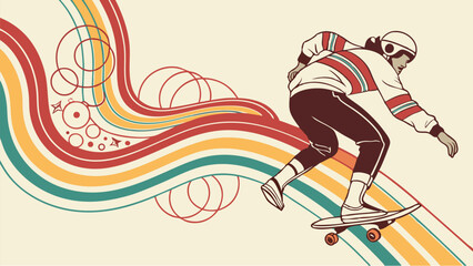 vector illustration of a girl on roller skates