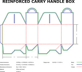 Packaging Design Template Reinforced Carry Handle Box Layout
