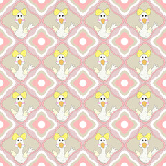 Cute chicken pattern design, white background.