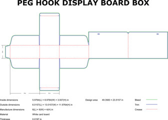 Detailed Packaging Template for Peg Hook Display Box Design Blueprint