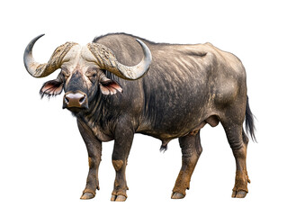Obraz premium African buffalo bull isolated on transparent background