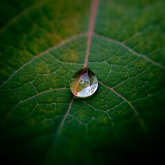 Macro shot of a waterdrop on a leaf