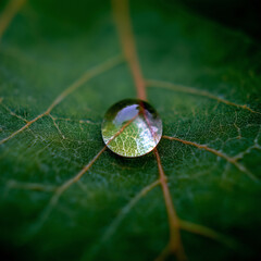 Macro shot of a waterdrop on a leaf