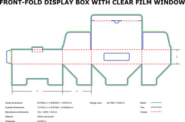 Detailed Dieline Template for a Front-Fold Display Box Packaging Design