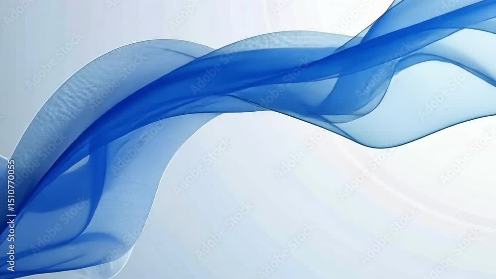 Poster flowing blue fabric soft curves and gentle movement create elegant atmosphere of tranquility and ser