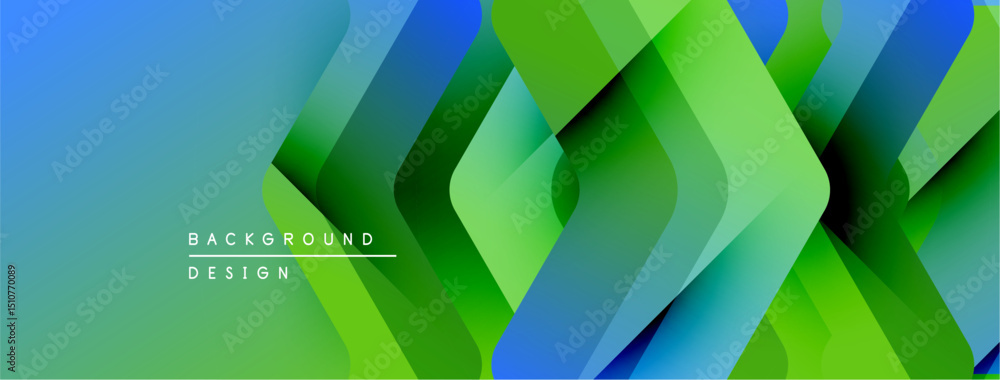 Poster abstract geometric pattern. blue, green shades create dynamic visual effect. modern design suitable 