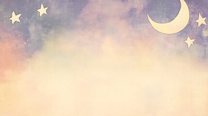 Pastel sky with moon and stars