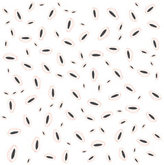 Pattern of papaya halves with red outline on white background