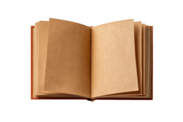 PNG Open vintage book with blank brown pages on isolated background