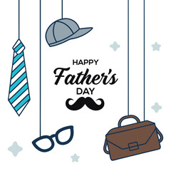 Happy Father's Day Hanging Icons Illustration