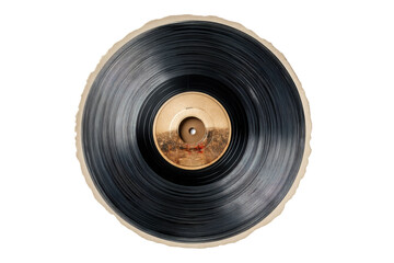 PNG Vintage vinyl record with wooden center label on white background