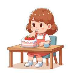 children are eating cake