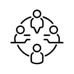 Four people interacting in circular layout for collaboration concepts  