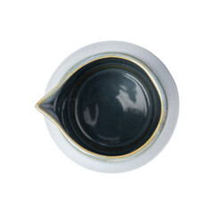 Close up of empty Gray clay glass or Japanese earthenware isolated ,
 Water Jug Green , Glass cup with ice water and mint, a jug of water on a wooden table against a  white background  