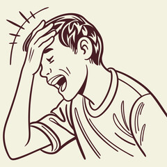 Hand drawn sketch style facepalm emoji icon