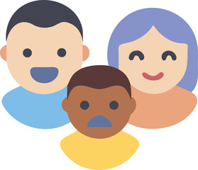 Diverse group of people family icon colorful modern design