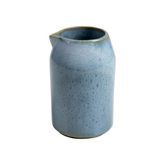 Close up of empty Gray clay glass or Japanese earthenware isolated ,
 Water Jug Green , Glass cup with ice water and mint, a jug of water on a wooden table against a  white background  