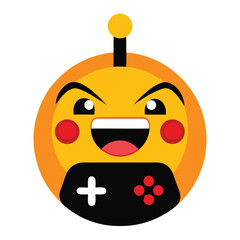 Single gamer emoji icon joystick rage victory faces