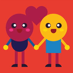 Romantic couple emoji icon holding hands in love