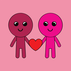 Romantic couple emoji icon holding hands in love