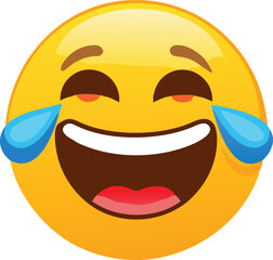 Glossy style crying laughing emoji icon