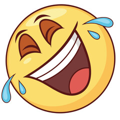 Glossy style crying laughing emoji icon