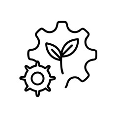 Fototapeta premium Seed cultivation concept with leaf and gear icon in minimal style 