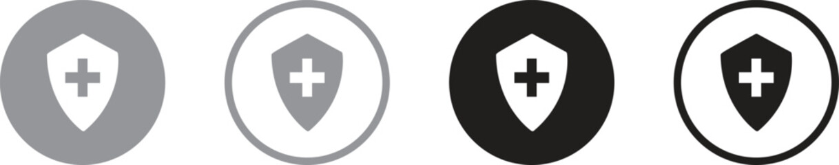 Health protection shield. Icon with reflection on white background