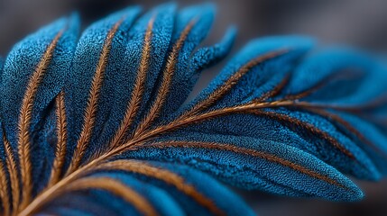 Close-up of a vibrant blue peacock feather