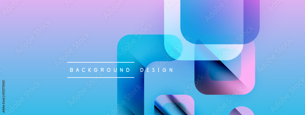 Poster Abstract gradient background. Overlapping rounded squares create dynamic visual effect. Text reads background design. Modern, vibrant colors present.