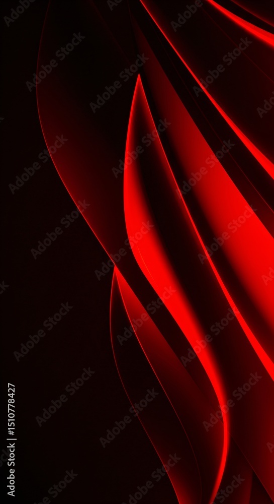 Poster abstract red curves and lines on dark background. creative design element for digital presentation, 