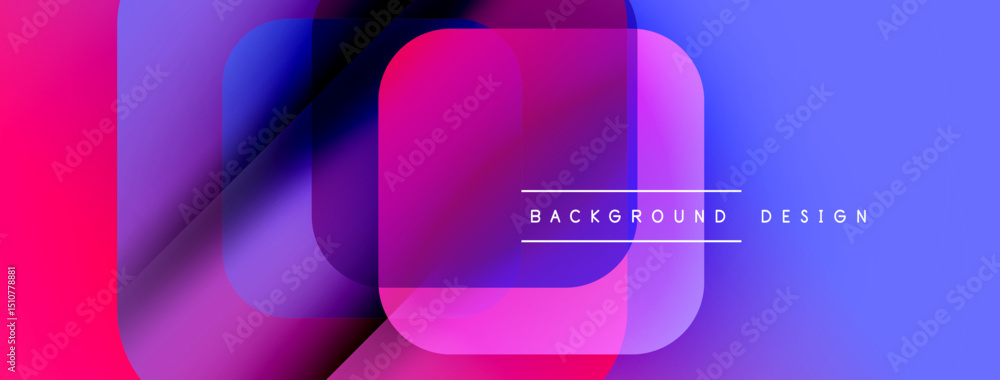 Aufkleber Abstract geometric shapes overlap. Vibrant pinks, blues create dynamic visual effect. Modern design suitable for backgrounds, banners.