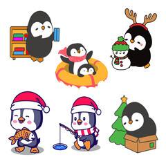 Penguin colour vector set 21