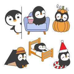 Penguin colour vector set 20